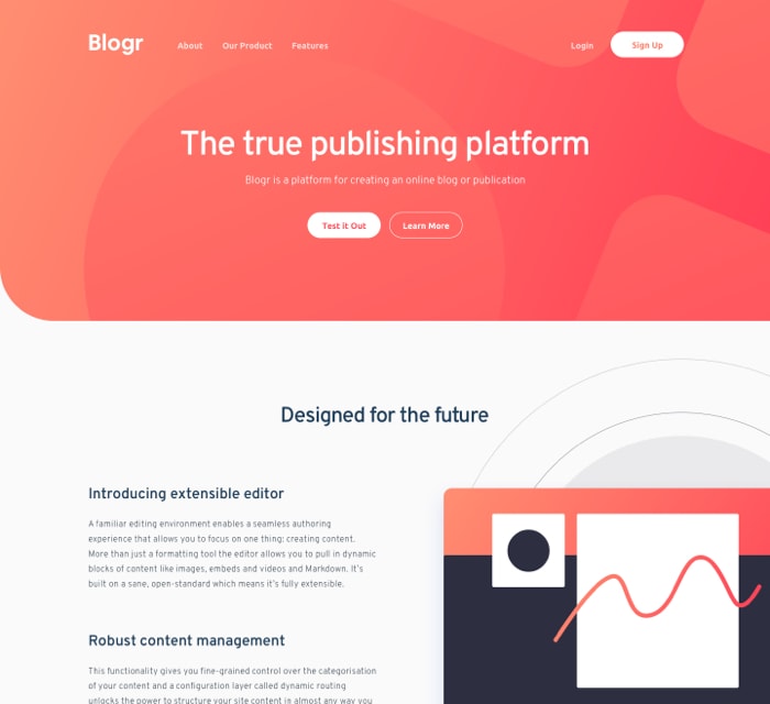 Blogr is a platform for creating an online blog or publication