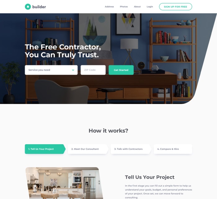 Connects users with local contractors based on their location