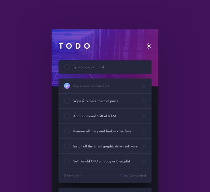 A todo app that features cloud sync with light and dark mode